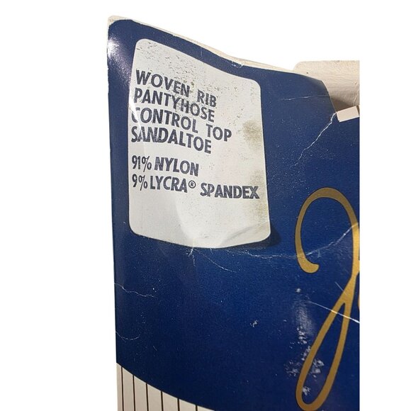 John Wanamaker Woven Rib Pantyhose Control Top Sandal Toe Size B  seashell - Picture 2 of 4